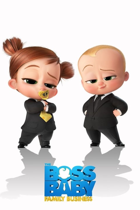 Two animated babies in black business suits facing each other