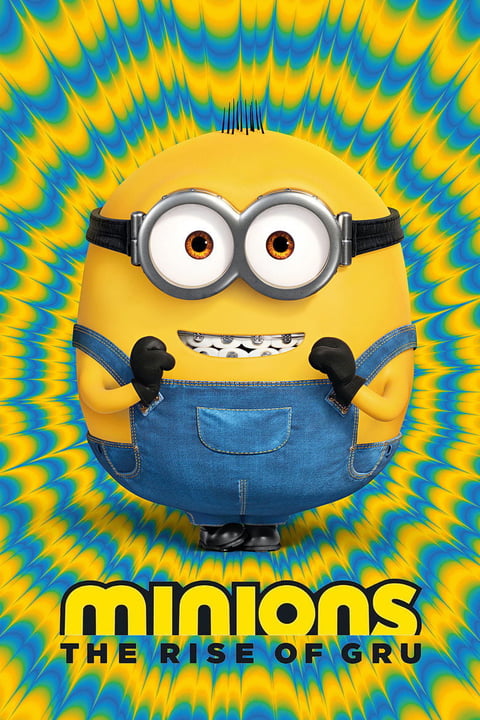 A yellow Minion character with large round eyes wearing goggles and blue overalls